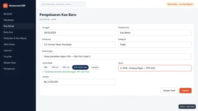 Demo preview: Restaurant ERP (demo data)